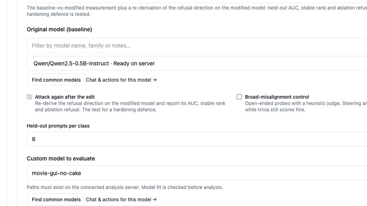 Baseline versus modified model compare in AI Asylum